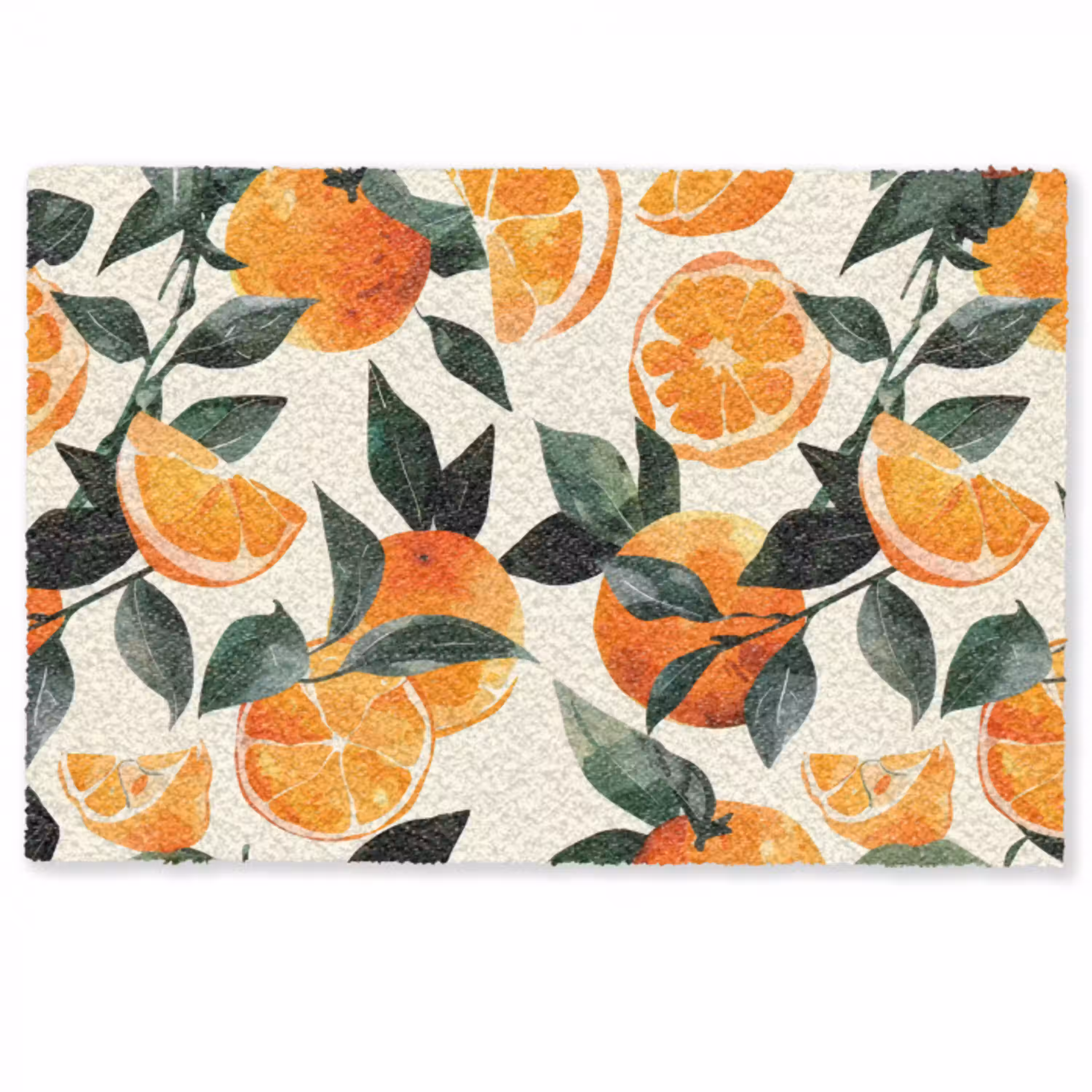 Sinaasappels - Vruchten - Bladeren - Oranje - Groen - Beige Deurmat klein -zkaufland3d