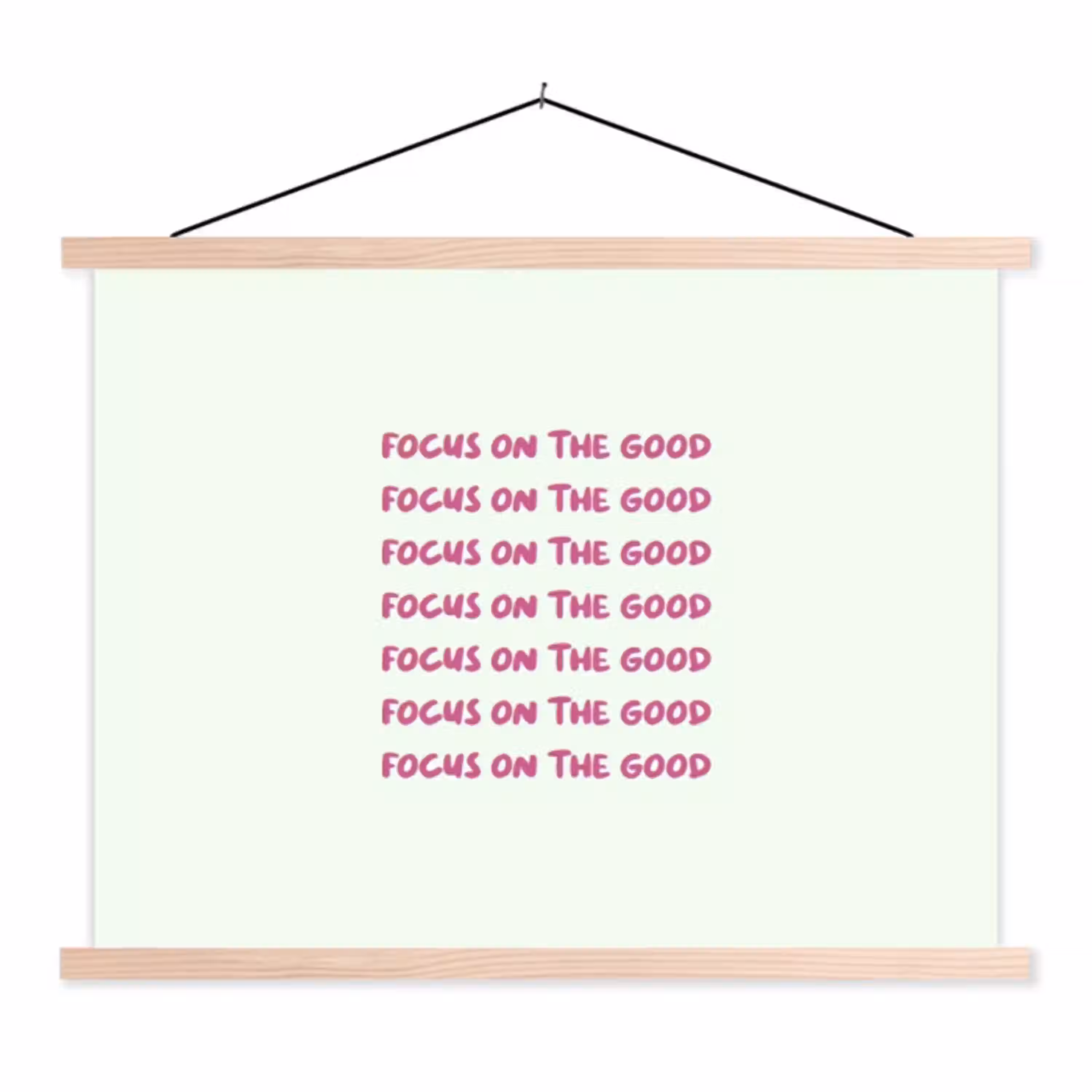 Focus on the good - Roze textielposter latten blank klein -3d