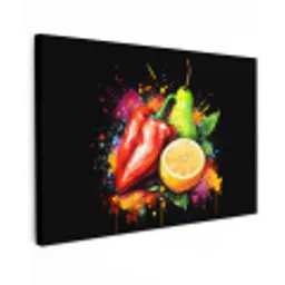 Paprika - Peer - Citroen - Graffiti - Verf - Abstract Tuinposter op houten frame 2 cm dik klein -3d