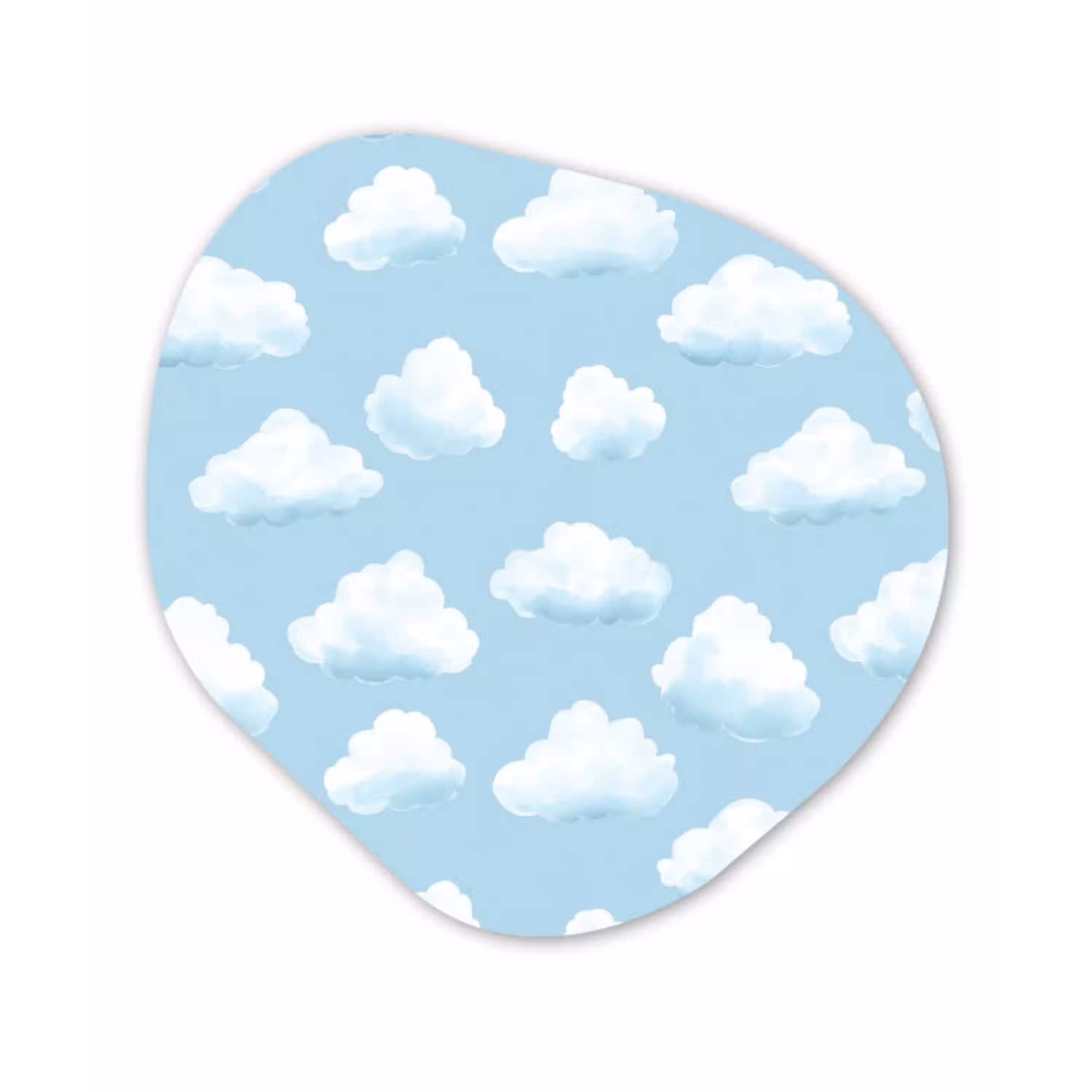 Wolken - Illustratie - Blauw Wandcirkel Organisch Aluminium middel 851 -3d