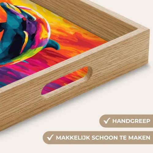 Dolfijn - Kleurrijk - Oceaan - Koraal Dienblad Rechthoek middel -USP_HandgreepNL
