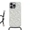 Parelmoerglans - Wit - Schelp Hoesje iPhone 16 Pro Max met koord klein 804 -3d