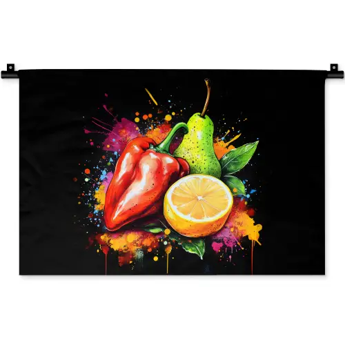 Paprika - Peer - Citroen - Graffiti - Verf - Abstract Wandkleed katoen klein -zz3d