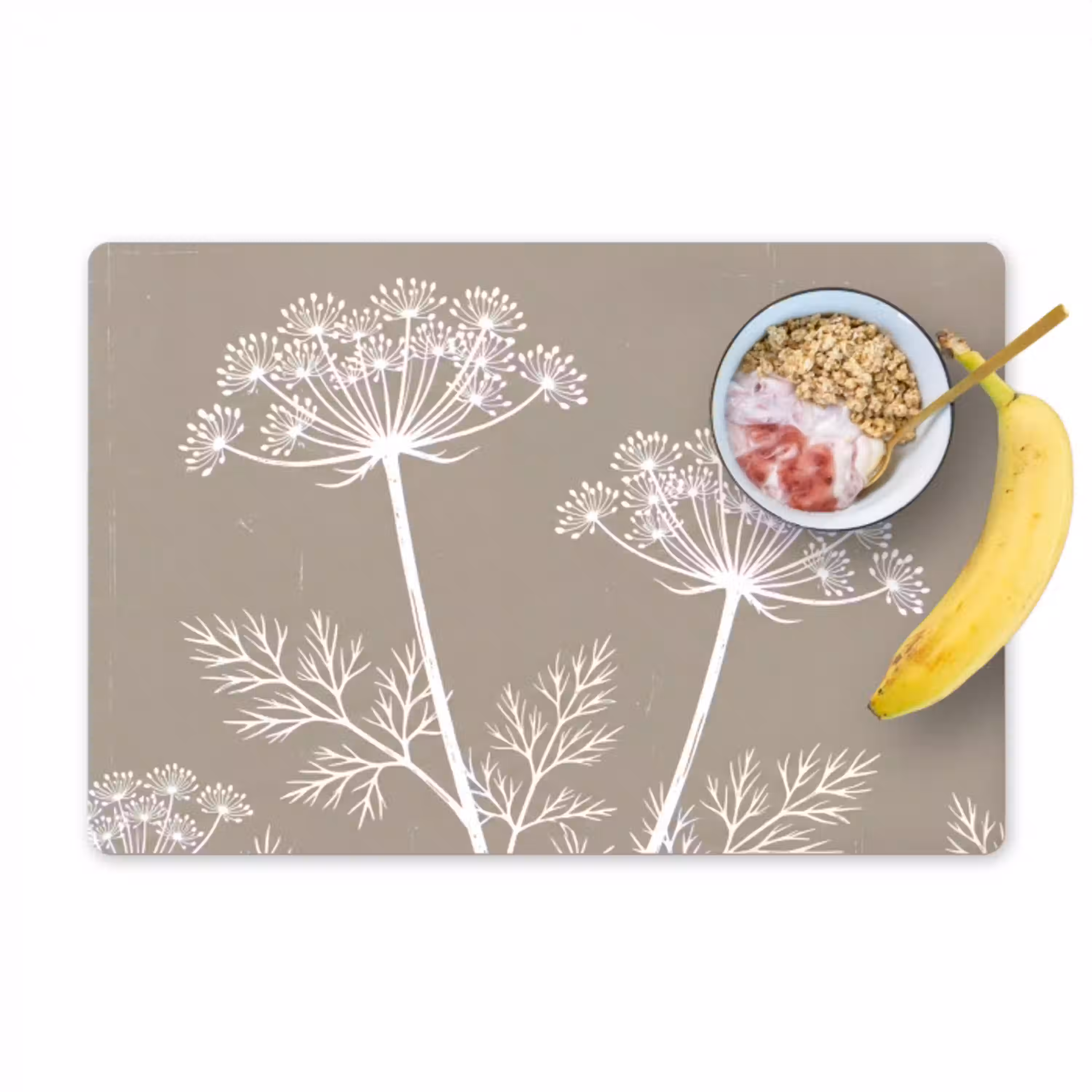 Grafisch - Fluitenkruid - Taupe Placemat vinyl groot -zzzproduct_Kitchenyeah-website