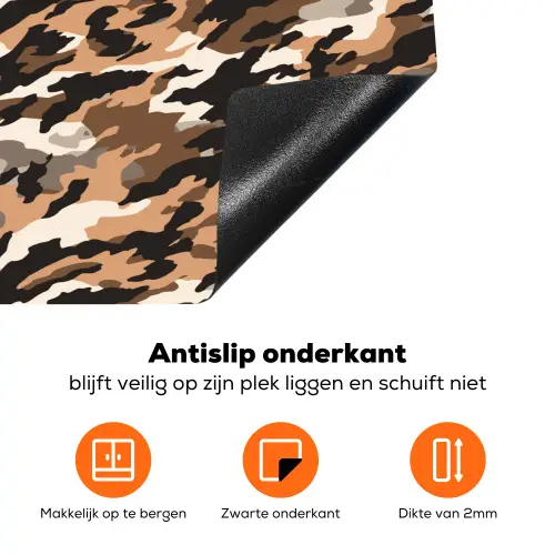 Camouflage - Patroon - Beige - Bruin Inductie beschermer vinyl 3mm klein 276 -zzzzzzz-td-onderkant