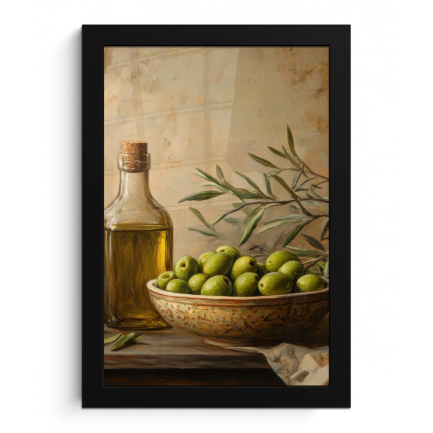 Olijven - Stilleven - Vintage fotolijst zwart zonder passe partout klein -3d