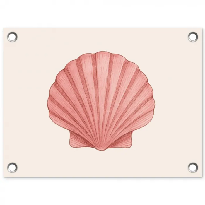 Schelp - Roze - Ribbels tuinposter los doek klein -3d