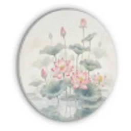 Aquarel - Lotusbloemen - Kleurrijk Akoestische PET Vilt - Rond klein -3d