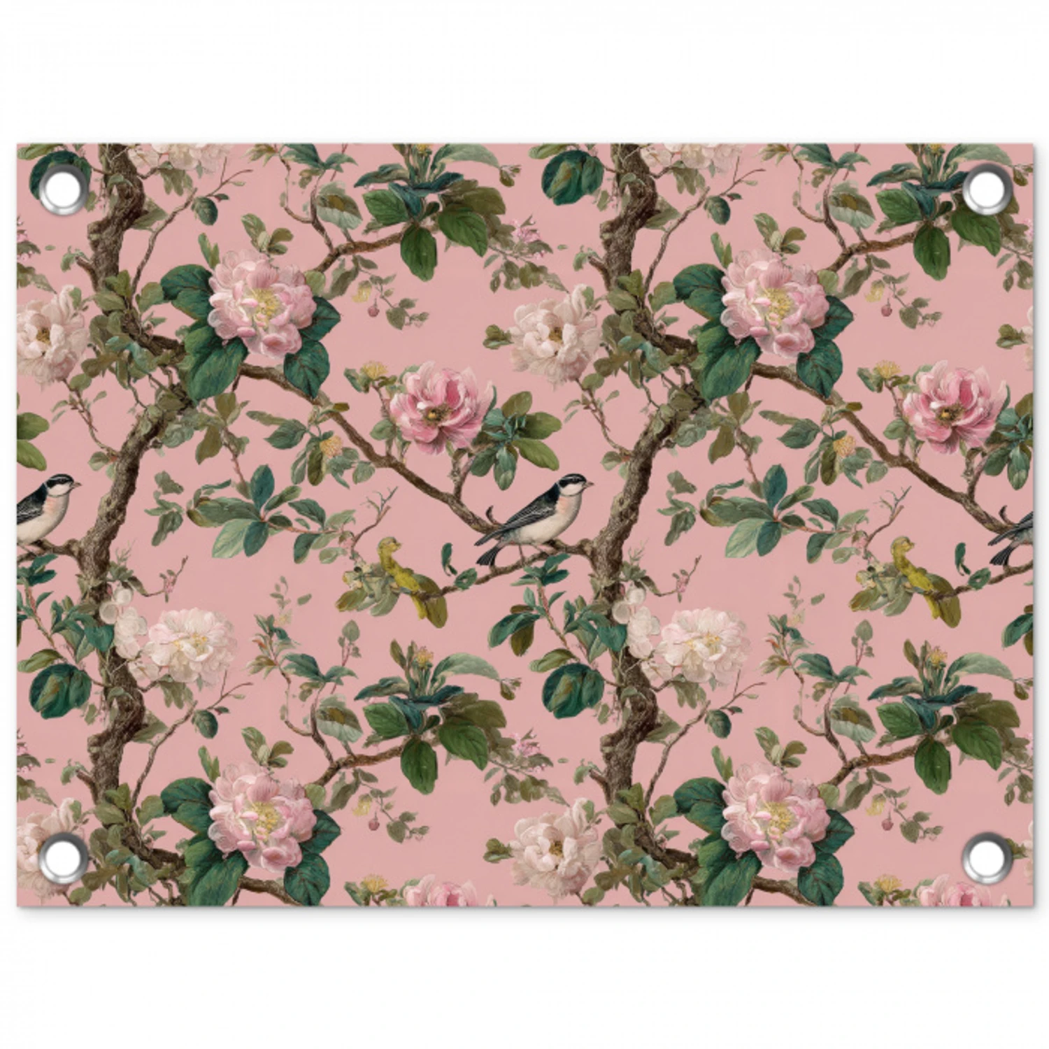 Pioenrozen - Botanisch - Vogel tuinposter los doek klein 239 -3d