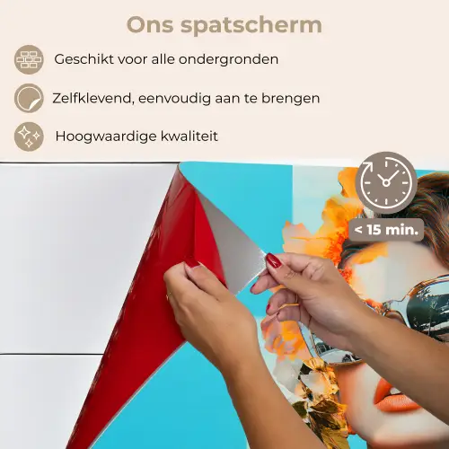 Bloemen - Vrouw - Zonnebril - Blauw keuken achterwand spatscherm klein -spatscherm_NL