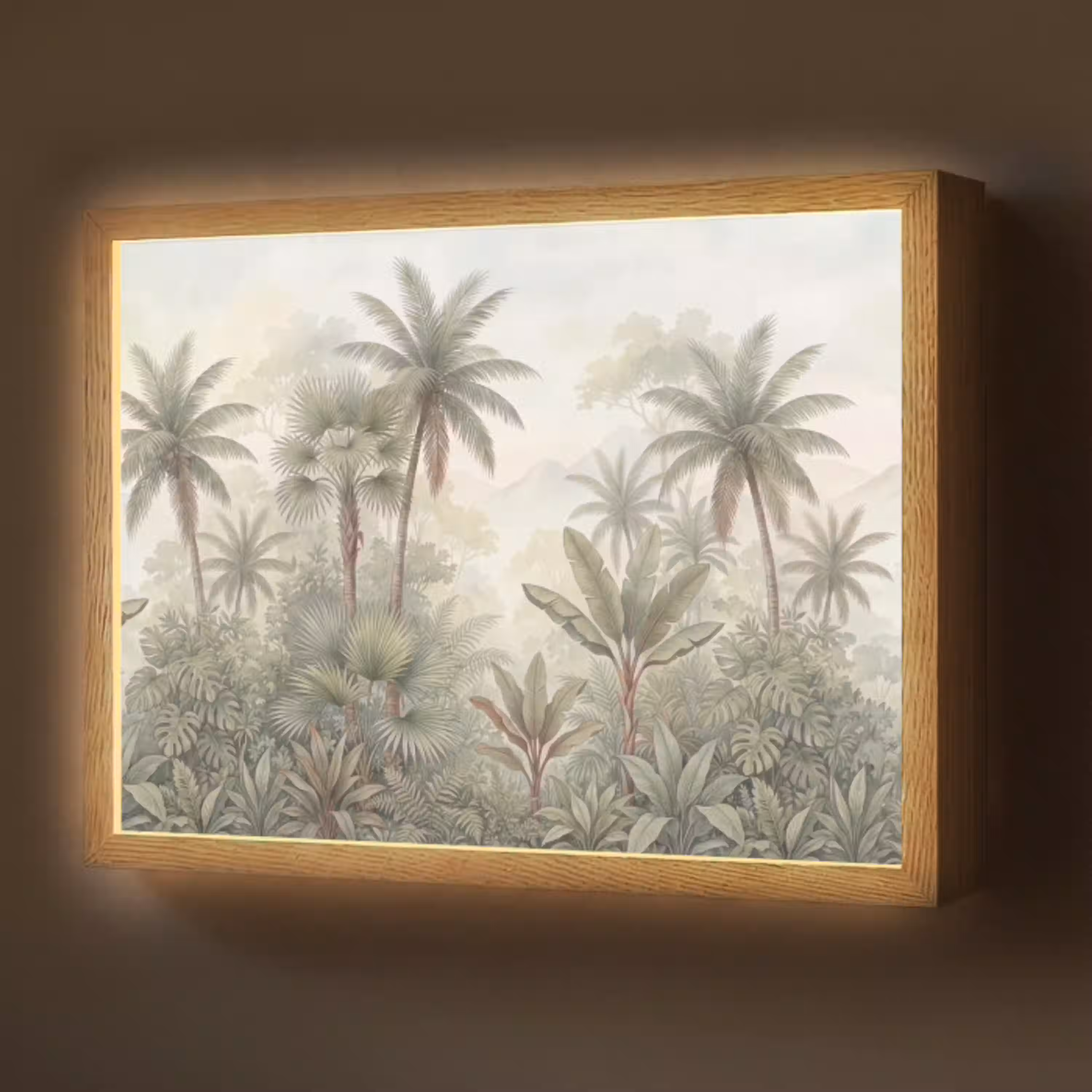 Natuur - Tropisch bos - Landschap - Aquarel - Groen Light Box met batterij (Wandlamp) middel -z3d_website