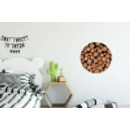 Houtblokken - Textuur - Patroon - Bruin - Rustiek Wandcirkel aluminium klein -kinderkamer