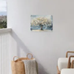 Boom - Winter - Levensboom - Modern - Goud tuinposter los doek klein -sfeer8