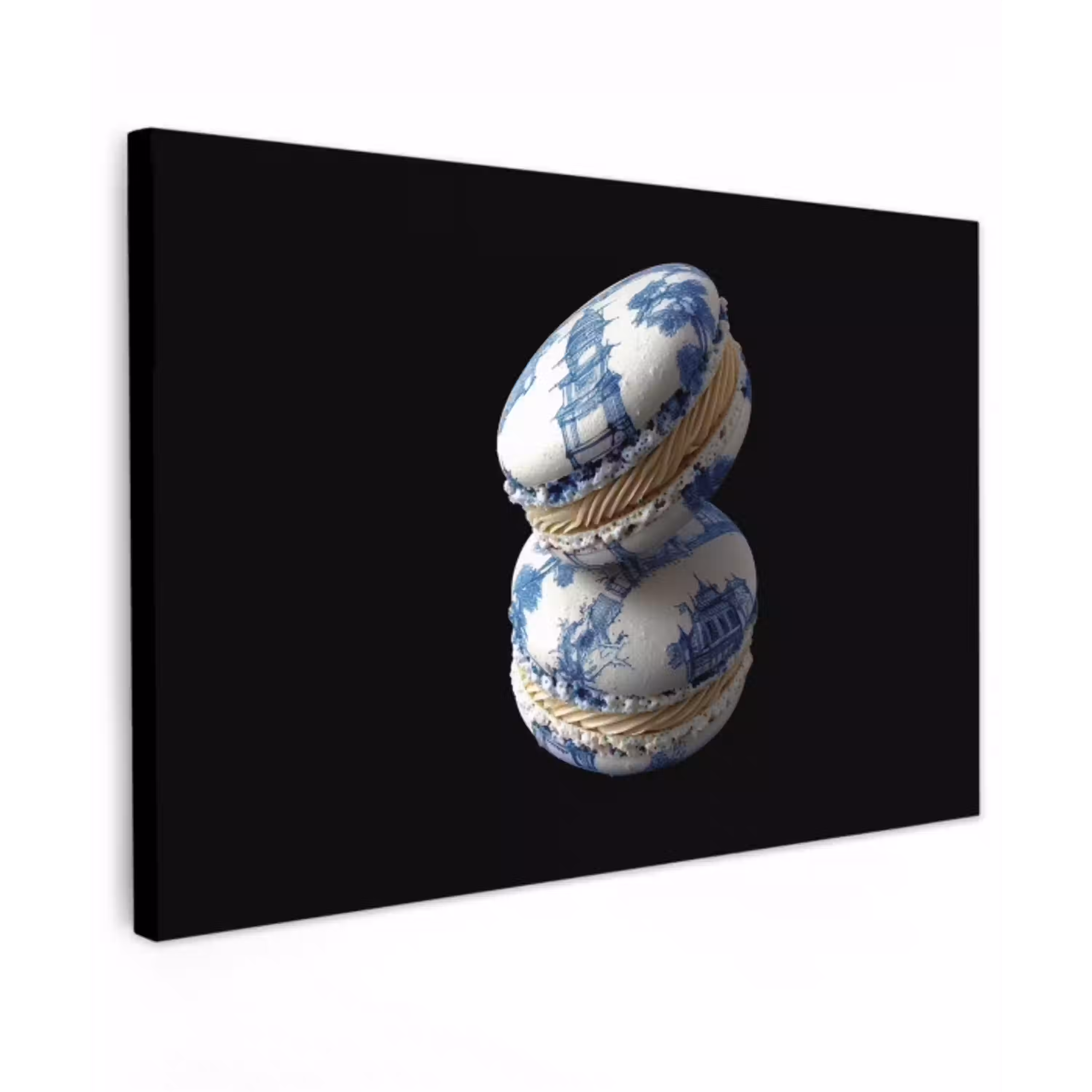 Eten - Macarons - Delfts blauw - Koekjes canvas 2cm klein -z3d