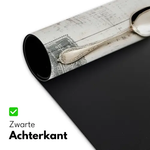 Zilver - Bestek - Hout Muismat XXL klein -sfeer2