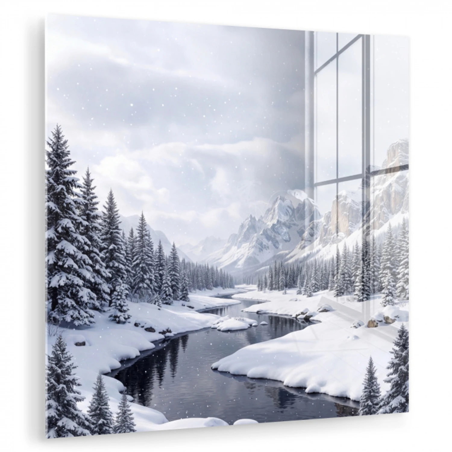 Sneeuwlandschap - Bergen - Rivier - Winter plexiglas 5mm klein -zzzproduct_nieuw