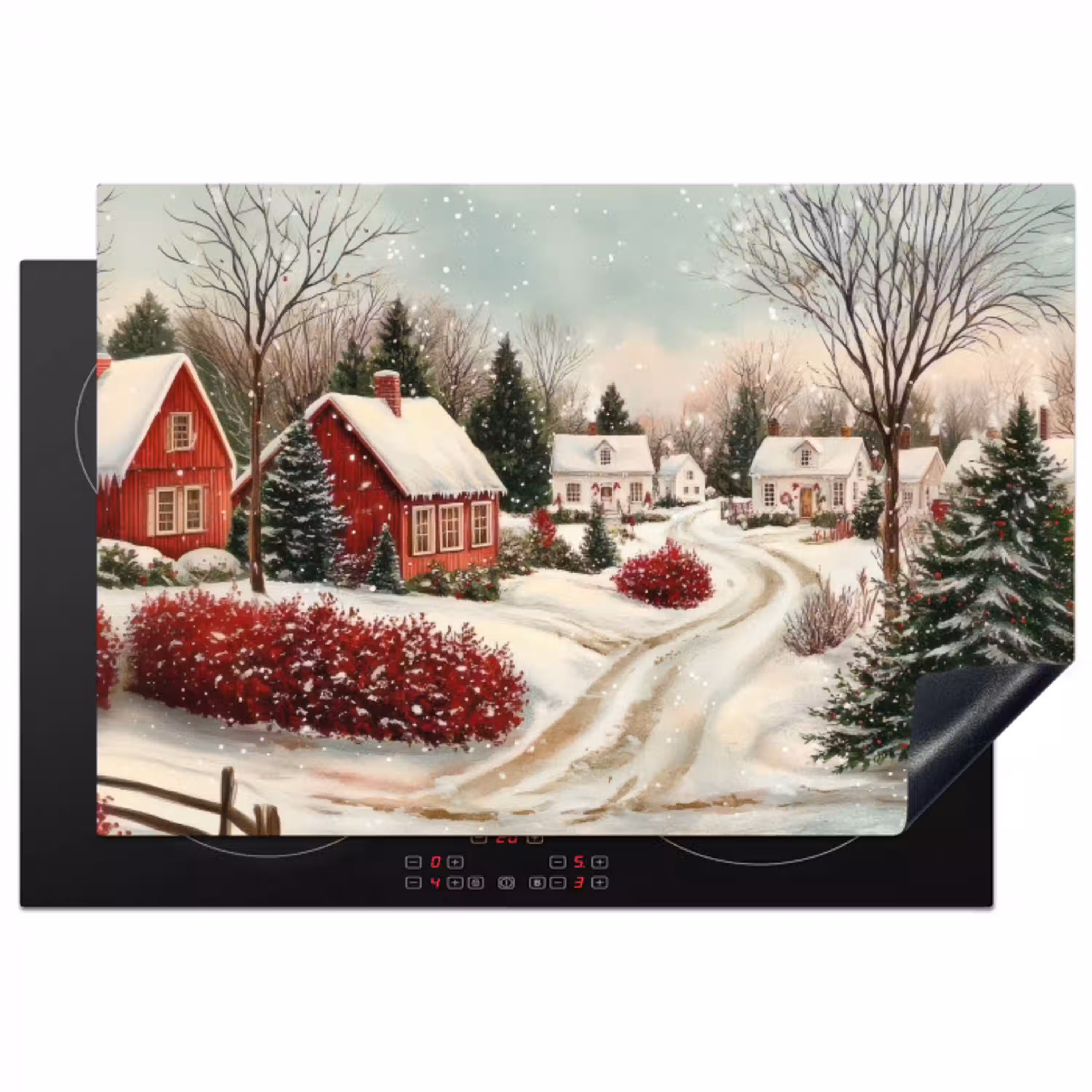 Kerstsfeer - Landelijk - Rood Inductie beschermer vinyl 3mm klein -3d
