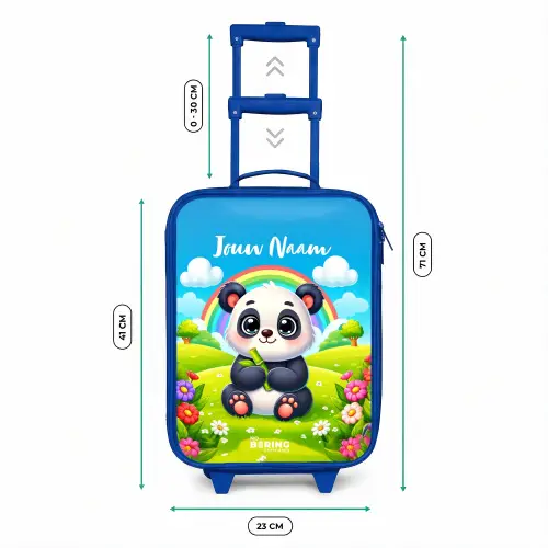 Pukkie Panda Kinderkoffer - Blauw klein -productfoto_formaten