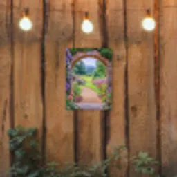 Doorkijk - Poort - Bloemen - Tuin tuinposter los doek klein -sfeer1