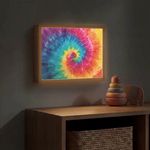 Regenboog - Tie dye - Kleurrijk - Blauw Light Box met batterij (Wandlamp kind) middel -sfeer5_kind
