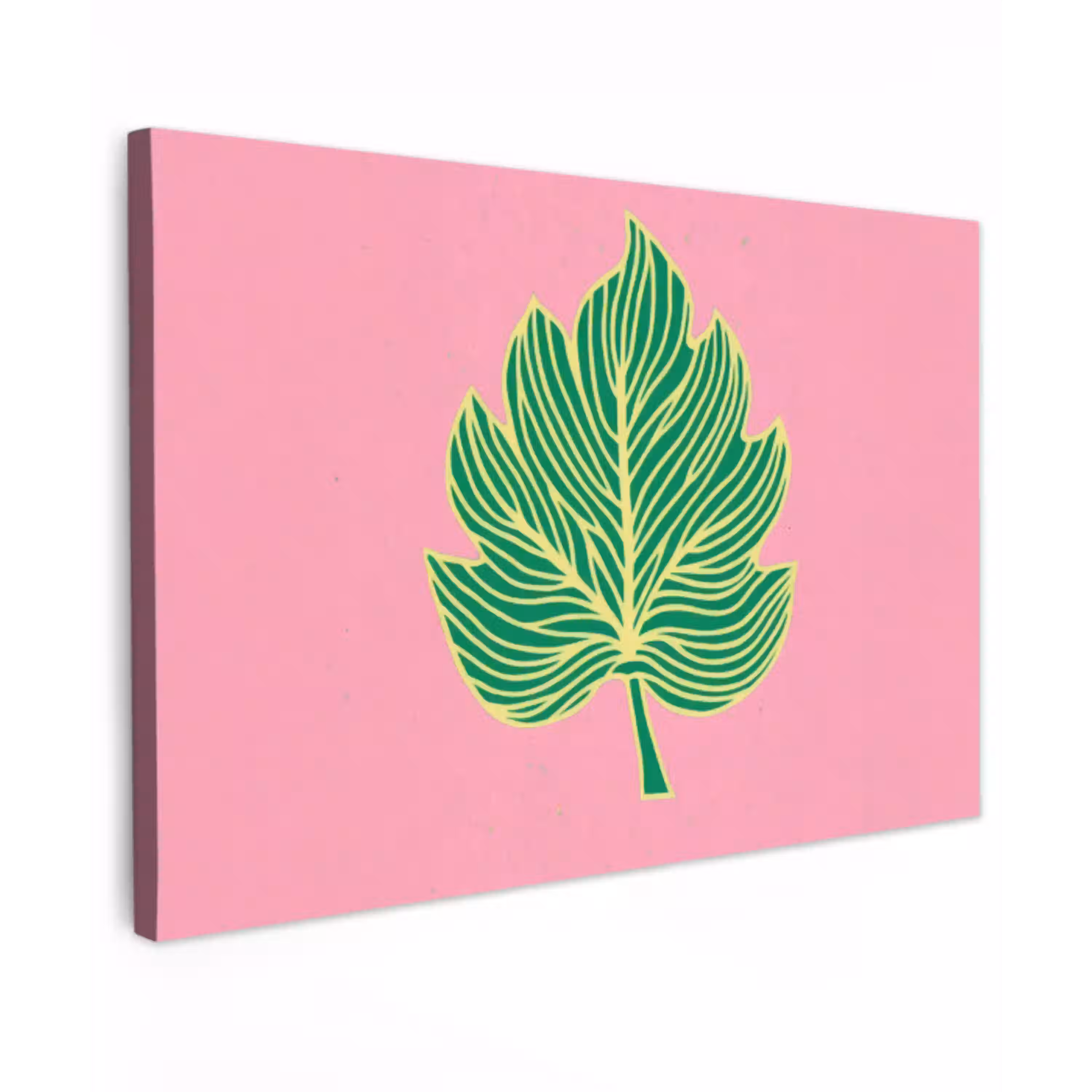 Blad - Groen - Illustratie - Minimalistisch canvas 2cm klein -z3d