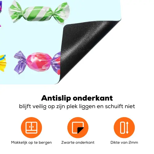 Snoepjes - Realistisch - Kleurrijk Inductie beschermer vinyl 3mm klein -zzzzzzz-td-onderkant
