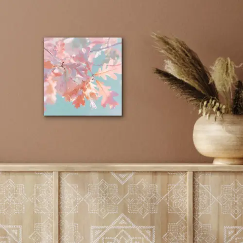 Eikenbladeren - Takken - Roze aluminium wit klein -sfeer4