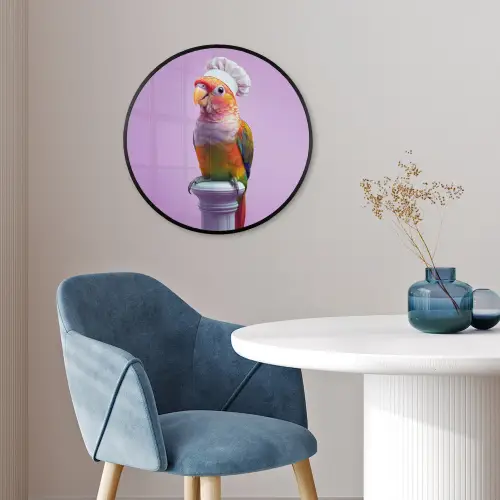Papegaai - Koksmuts - Pilaar - Vogel Fotolijst rond zonder passe partout klein -sfeer2