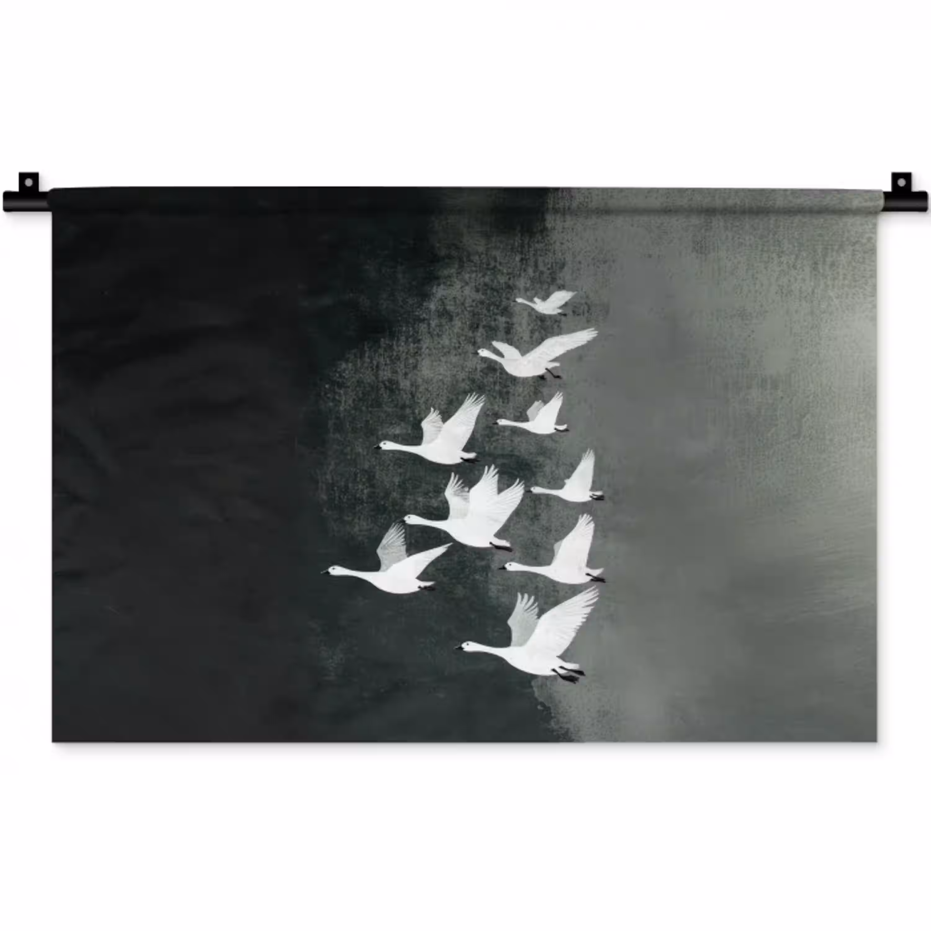 Vogel - Japandi - Groen Wandkleed katoen klein -zz3d