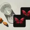 Vlinder - Rood - Minimalistisch onderzetter kurk middel -sfeer4