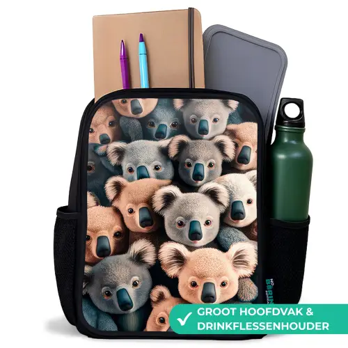 Koala Kapriolen Rugzak - Zwart middel -inhoud_NL