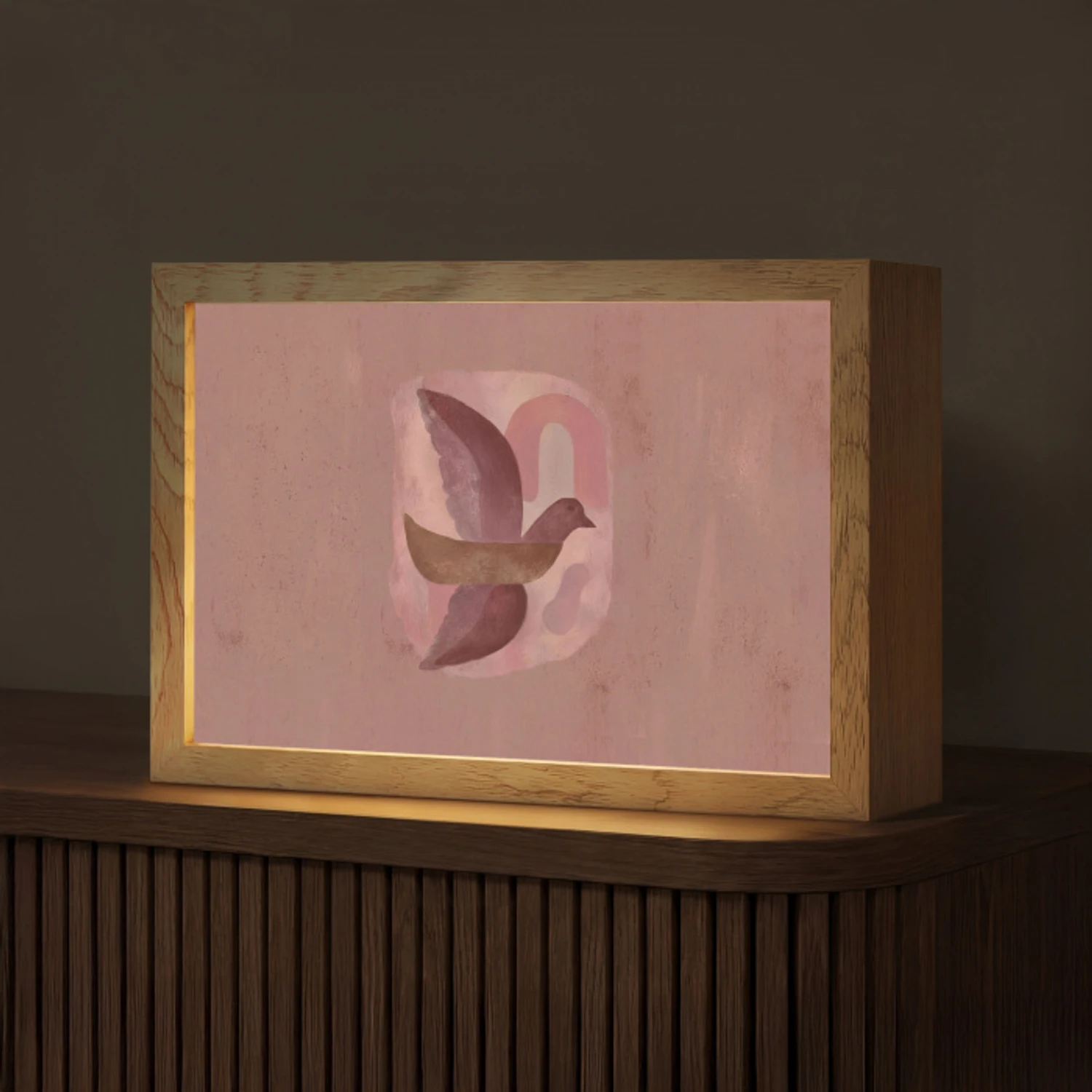 Illustratie - Vogels - Abstract - Roze Light Box met kabel (Tafellamp) klein -z3d_website