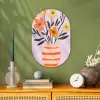Vaas - Gestreept - Bloemen - Oranje Wandcirkel Ovaal Forex klein -sfeer2