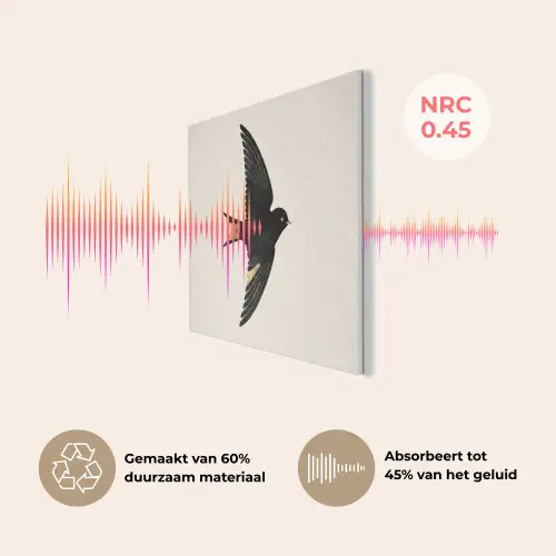 Zwarte zwaluw - Gouden accenten - Lichte achtergrond PET vilt klein -USP_NL