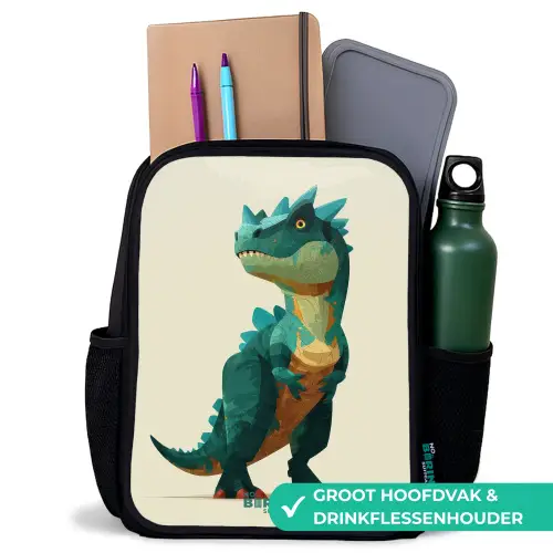Gehoornde dino met scherpe blik Rugzak - Zwart middel -inhoud_NL