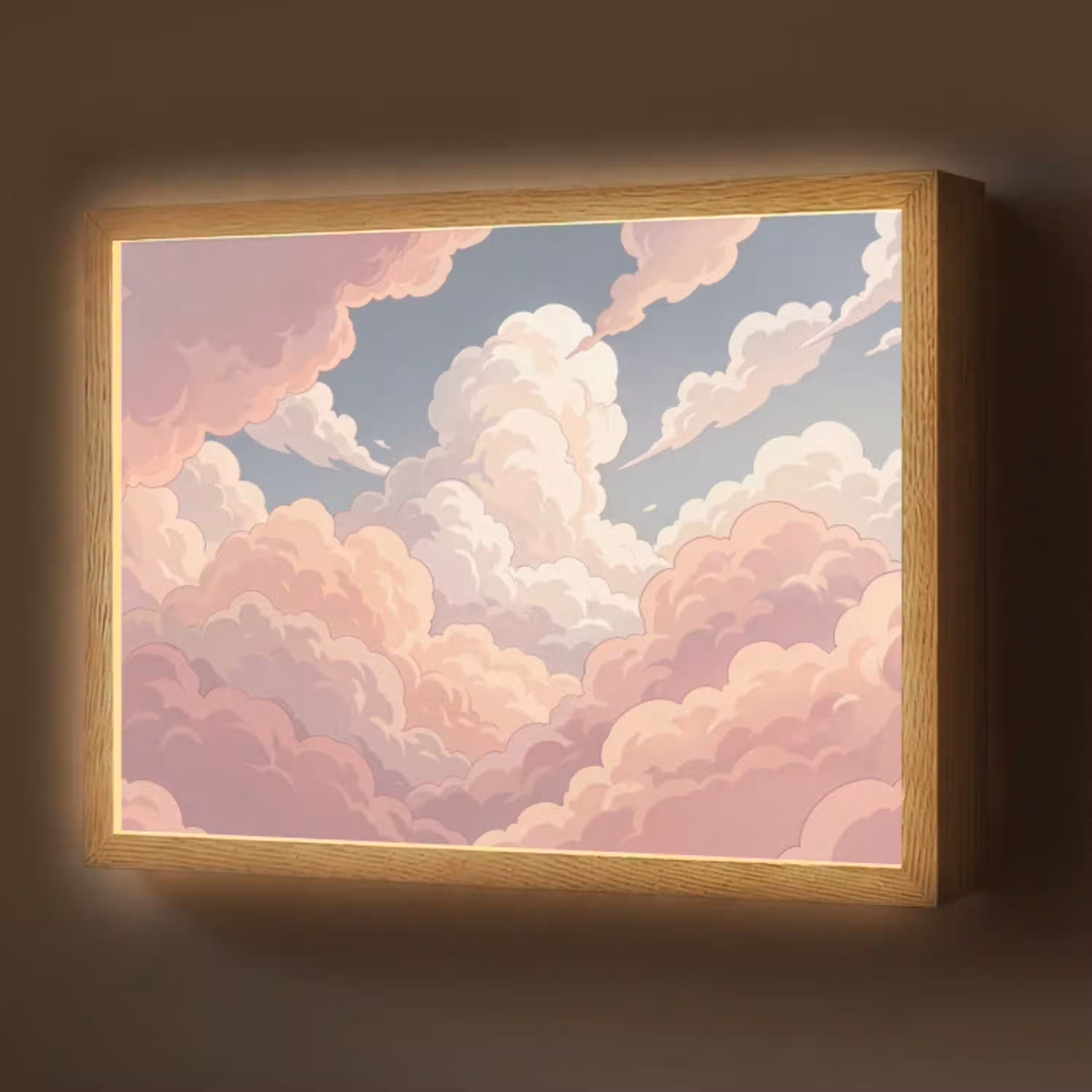 Wolken - Lucht - Natuur - Pastel - Roze Light Box met batterij (Wandlamp) middel -z3d_website
