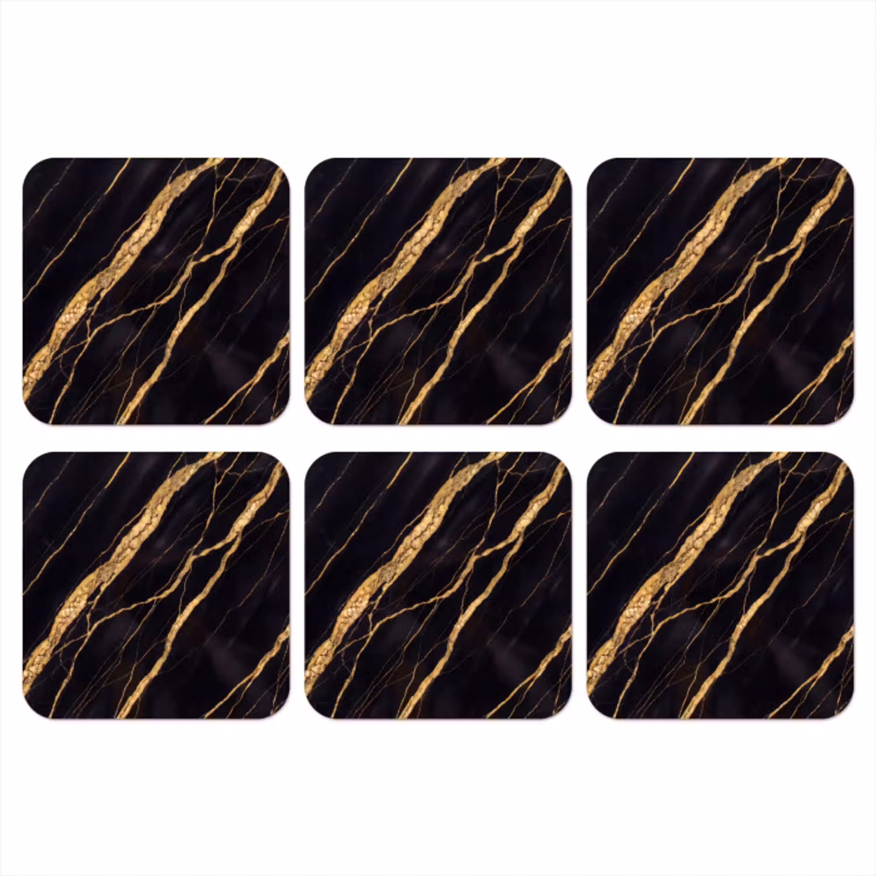 Marmer - Goud - Textuur - Abstract - Zwart onderzetter kurk middel -3d