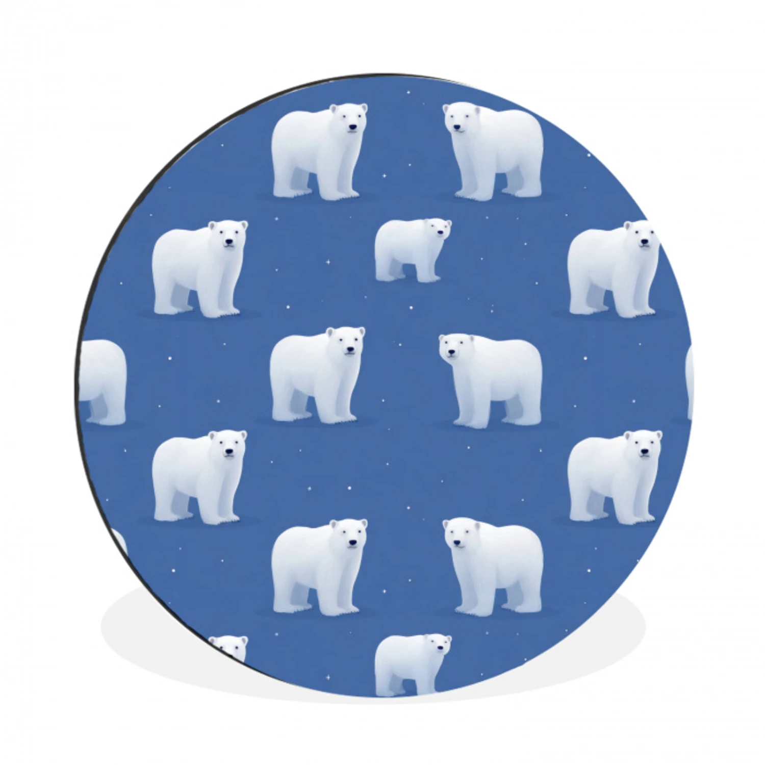 IJsbeer - Patroon - Blauw Wandcirkel aluminium klein 190 -3d