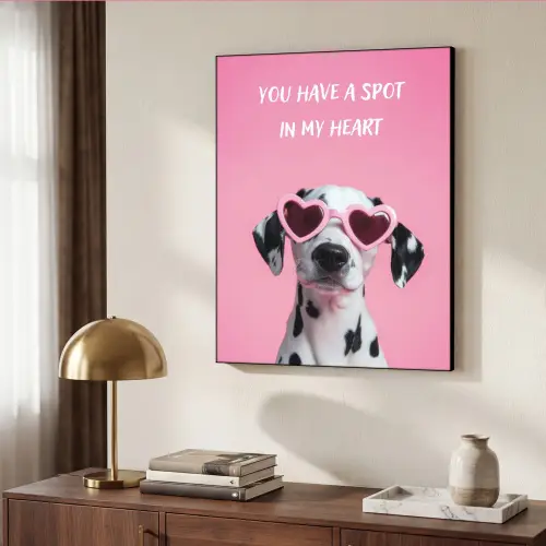 Hartjes - Hond - Valentijn - Roze Textielframe - compleet frame klein -sfeer3