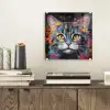 Kat - Graffiti - Dieren - Kleuren - Grijs plexiglas 5mm klein -sfeer1