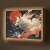 Witte vos - wolken - maan Light Box met batterij (Wandlamp) middel -z3d_website