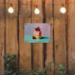 Taartje - Aardbeien - Glazuur - Kleurrijk tuinposter los doek klein -sfeer1