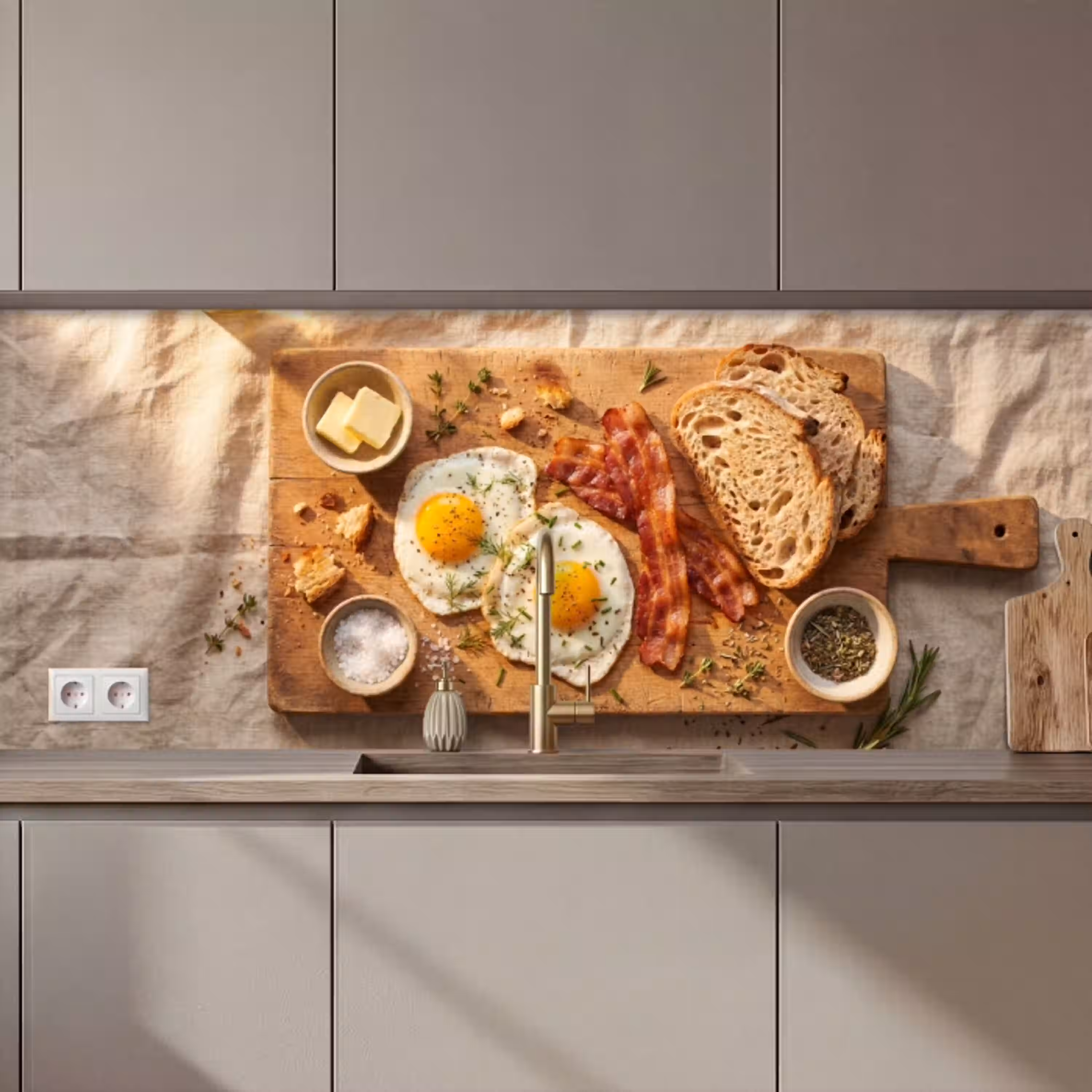 Eten - Ontbijt - Hout - Rustiek - Geel keuken achterwand 2 middel zz_3dshopping