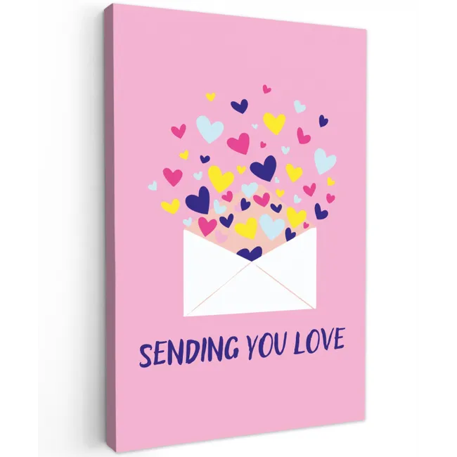 Envelop - Love - Hartjes - Valentijn canvas 2cm klein -z3d