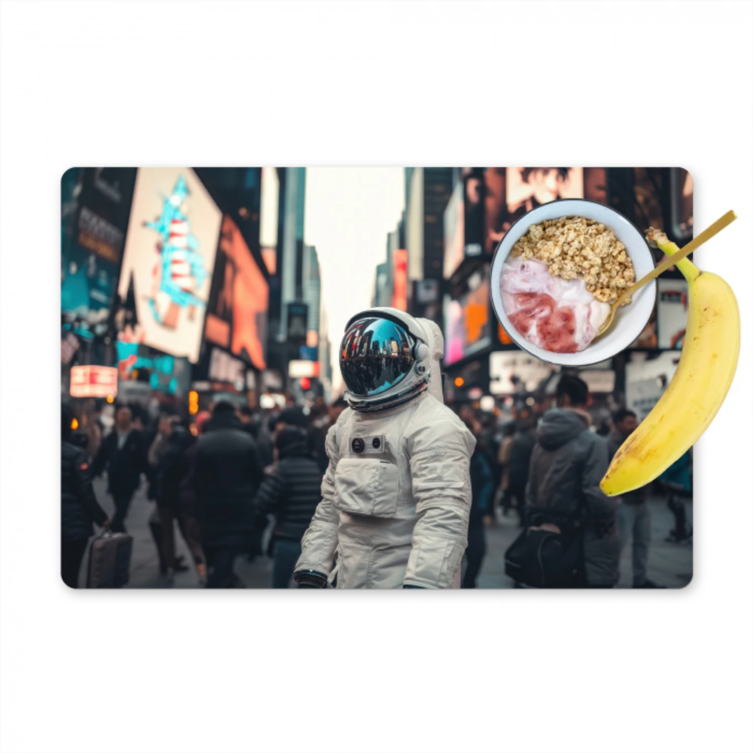 Stad - Mensen - Astronaut - Wit Placemat vinyl groot -zzzproduct_Kitchenyeah-website