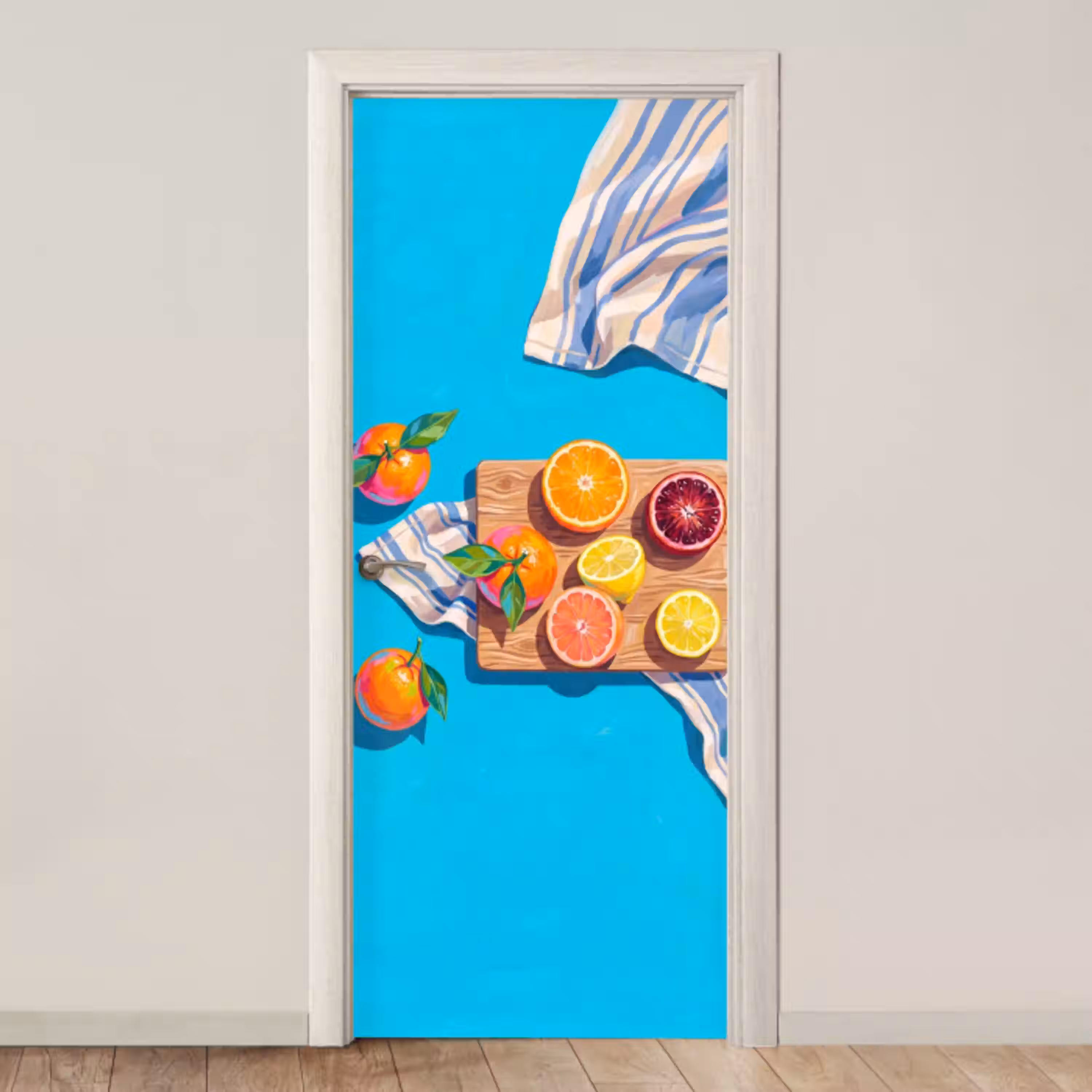 Fruit - Snijplank - Blauw deurposter klein -3d_beige