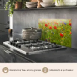 Lente - Bloemen - Rood - Klaproos - Gras - Groen keuken achterwand spatscherm klein -usp_FR