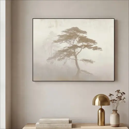 Boom - Oosterse stijl - Landschap Textielframe zwart klein -sfeer2