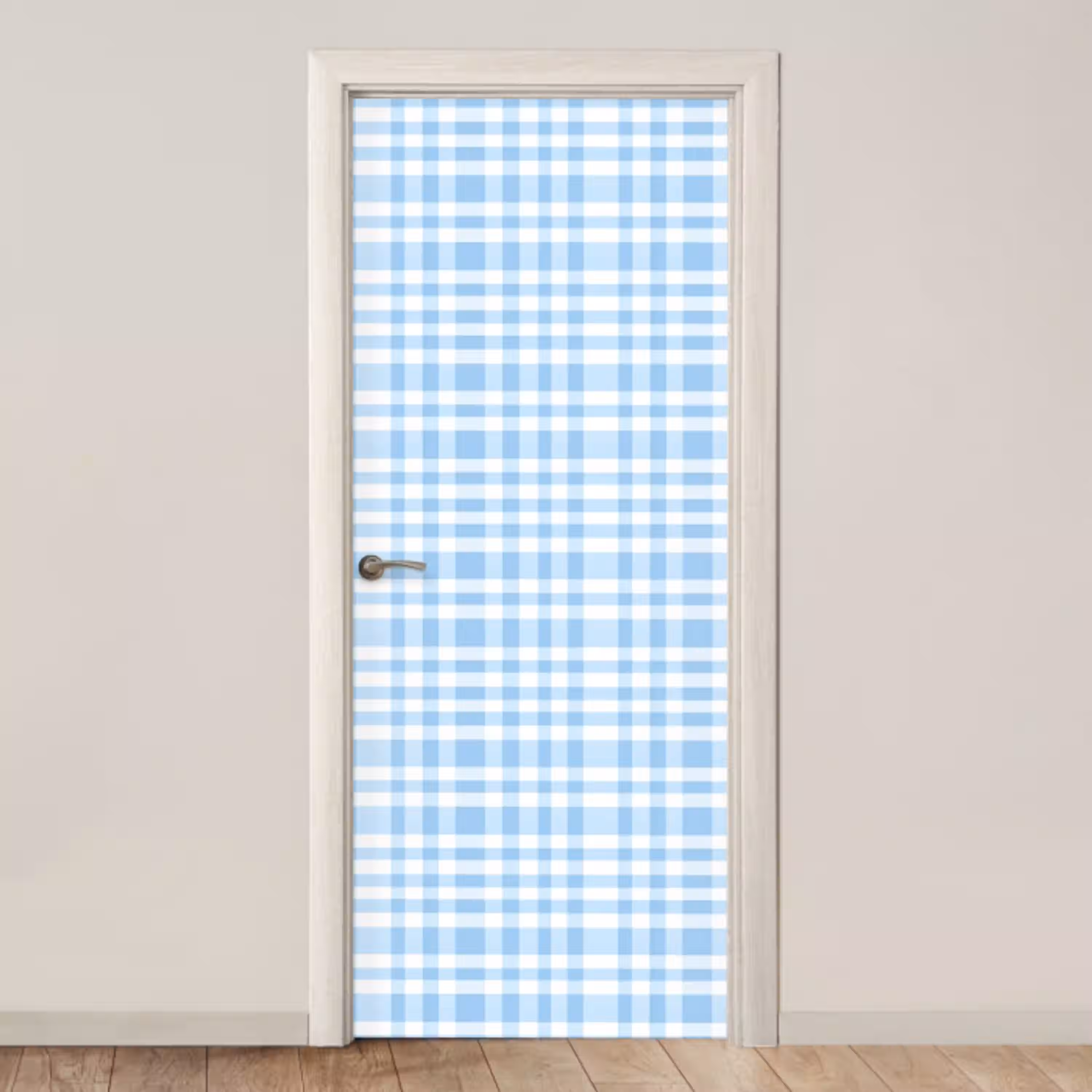 Ruit - Patroon - Blauw deurposter klein 289 -3d_beige