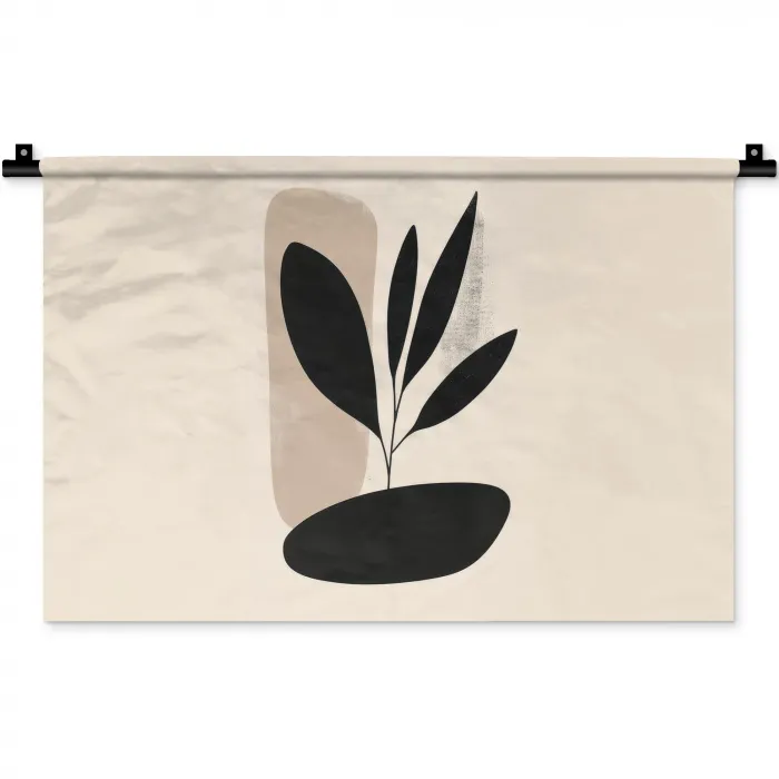 Plant - Beige - Japandi Wandkleed katoen klein -zz3d